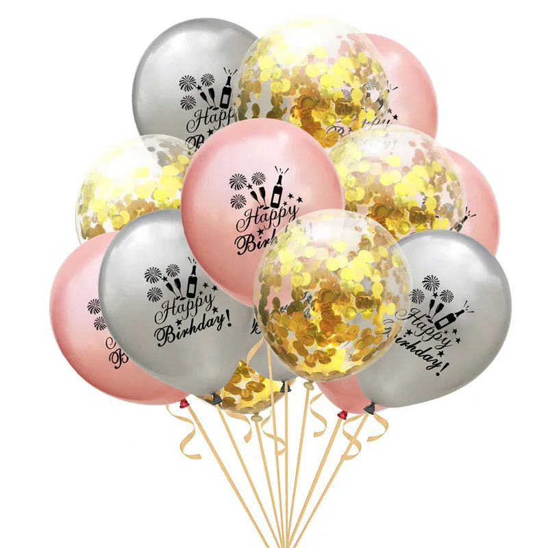 15 pcs с днем рождения Печатный воздушный шар &quotКонфетти&quot набор детского дня