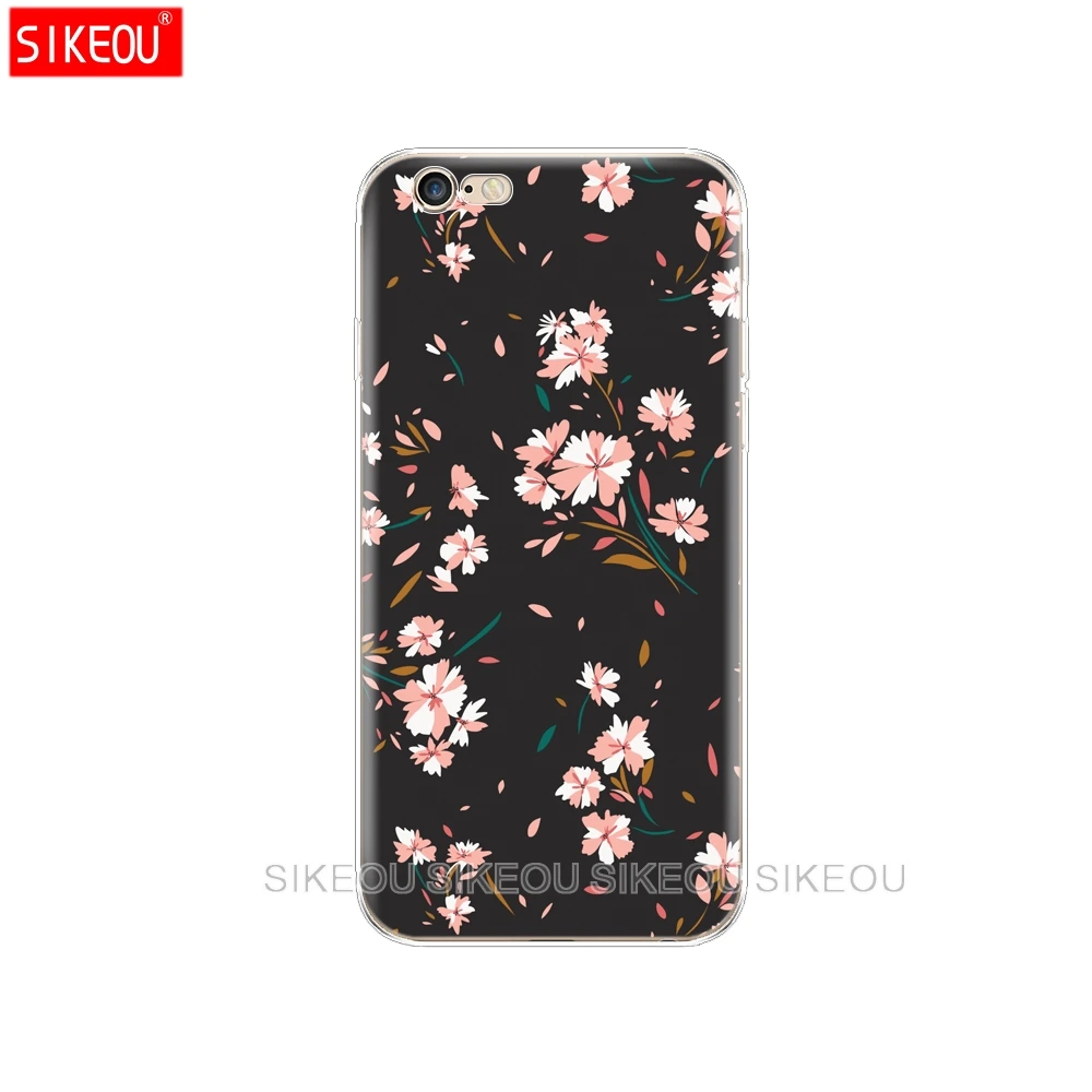 silicone Case For iphone 5s 5 s se soft cover Apple iPhone 6s 6 plus coque Print Painted flowers Shells Bags | Мобильные телефоны и