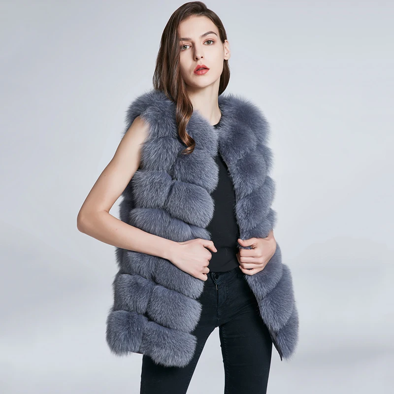 2019 Autumn And Winter New Whole Leather Fox Fur Grass Vest Vest In The Long Paragraph Slim Women'S Jacket New Square  Vest