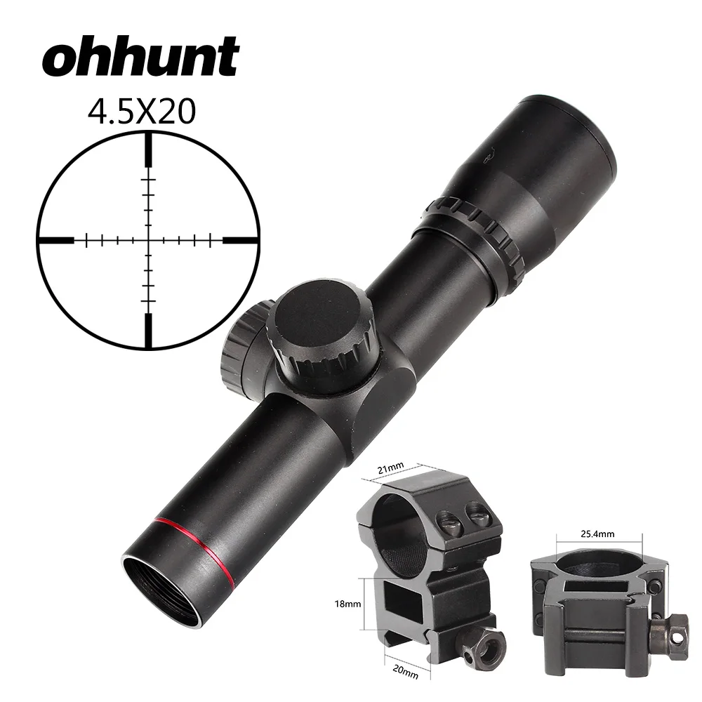 4.5x20 Picatinny Ohhunt Guardian компактная Охотничья винтовка 25,4 мм или 30 мм трубка тактическая Оптика прицел Fogproof азот герметичный - Цвет: 4.5x20 Picatinny