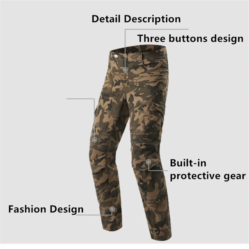 

2019 Camouflage Motorcycle Pants Men Moto Jeans Protective Gear Riding Touring Motorbike Trousers Motocross Pants Pantalon Moto