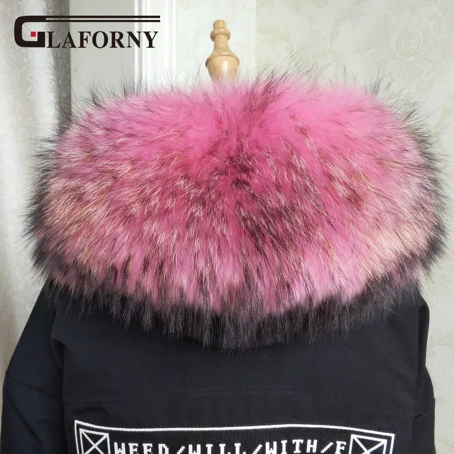 FXFURS 2020 модный новый большой меховой воротник из енота капюшон шарф с капюшоном