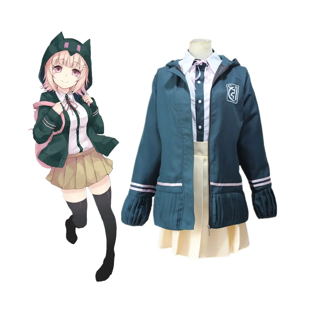 Высокое качество супер данганронпа 2 Chiaki Nanami Косплей костюмы куртка рубашка юбка