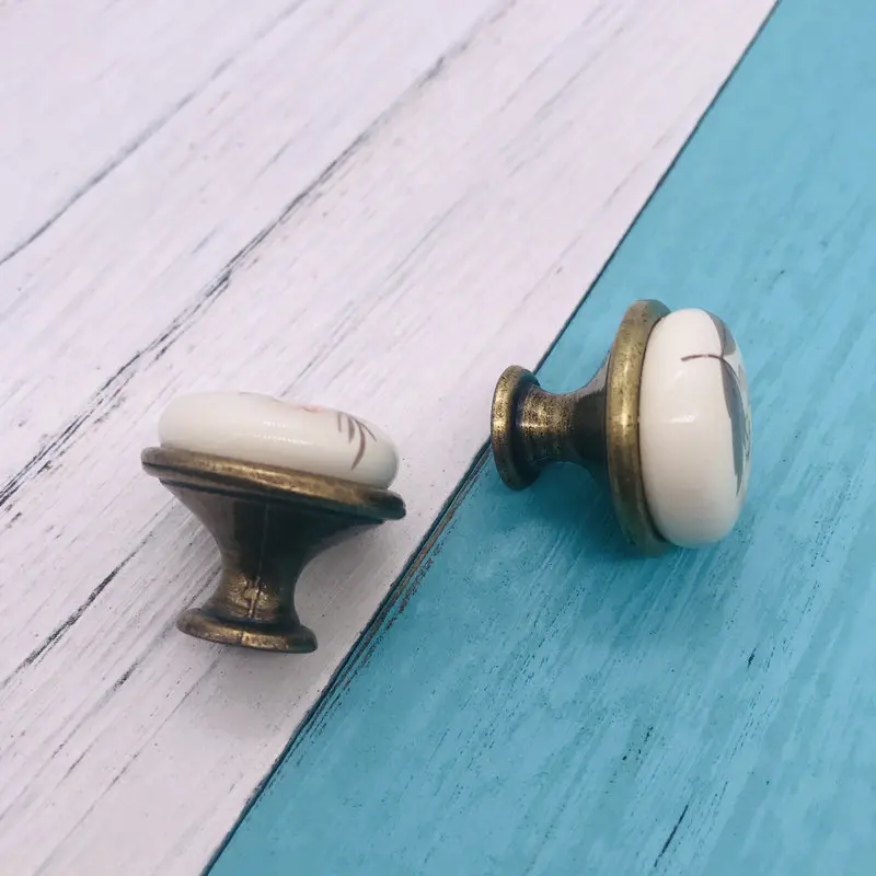5PCS Exquisite Retro Ceramic Knobs and Flower Painted Round porcelain Handles Fit for Cupboard Drawer Kitchen Pull Handle Knob |