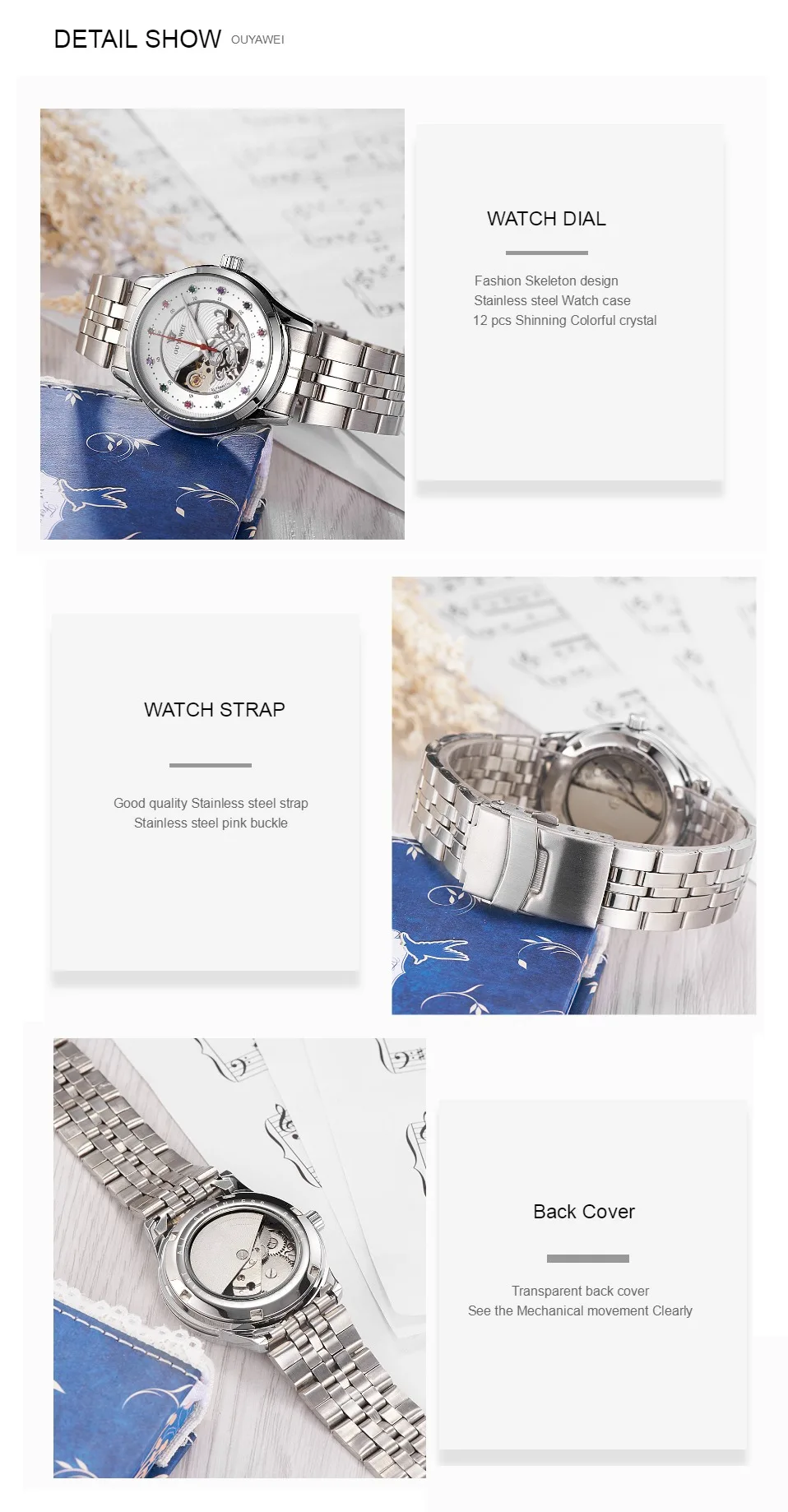 Montre Femme OYW модные женские часы механические с автоматическим механизмом наручные часы полностью стальной ремешок женские механические часы Relogio