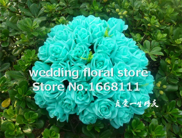 Искусственный мятно зеленый цветок розы Букет (36 головы/шт) цветы пластик Роза