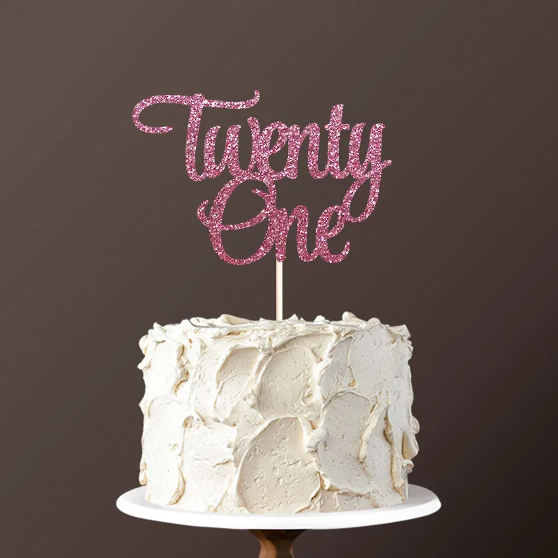 Double-sided gold glitter paper - Twenty One cake topper Happy 21st Birthday Cake Toppers Decorations Decor | Дом и сад