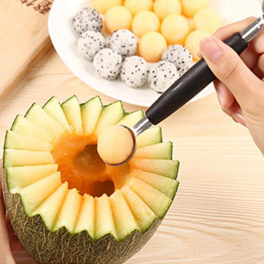 1pcs Steel Multifunction Dual Double-end Melon Ice Cream Spoon Sorbet Dessert Dig Ball Fruit Scoop Kitchen Cook Tool | Дом и сад