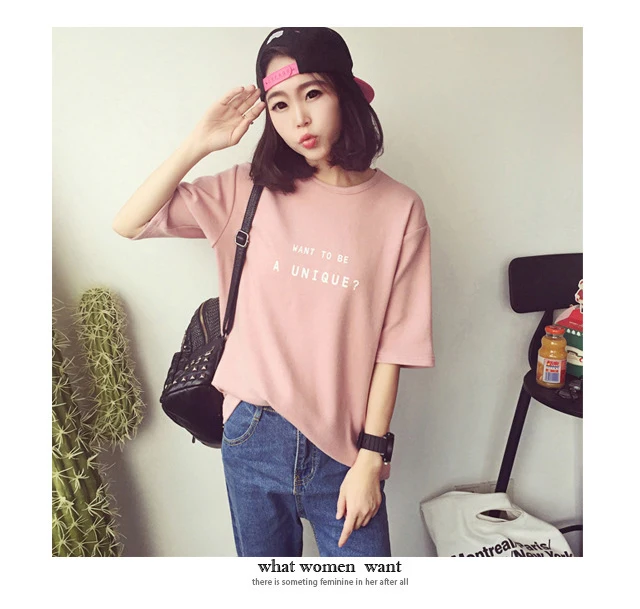 Summer Short Sleeve Soft T-Shirt New O-Neck Letter Print Loose Women T-Shirts Girls Lady T-Shirt Casual Student Tops Tee