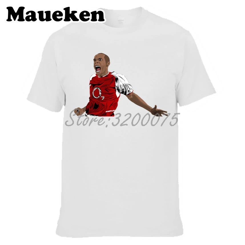 Мужская футболка с круглым вырезом Thierry Henry 14 France Legend The king of highbury W17062508 | одежда