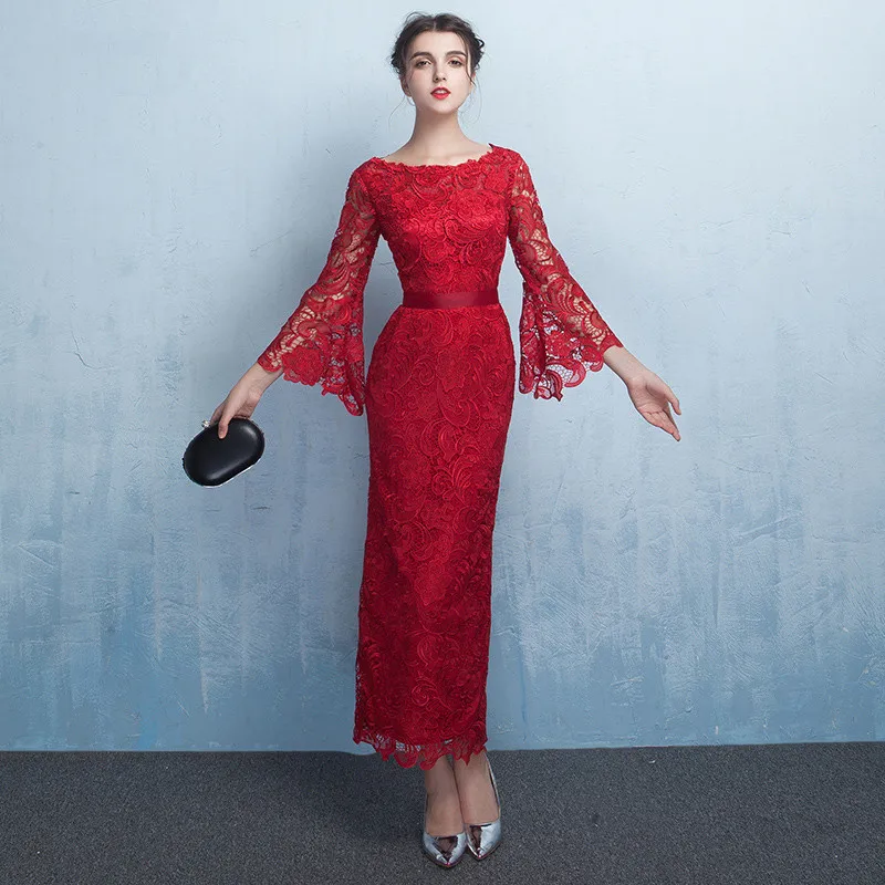 Robe De Soiree Русалка бургундское длинное вечернее платье Элегантное Длинное для