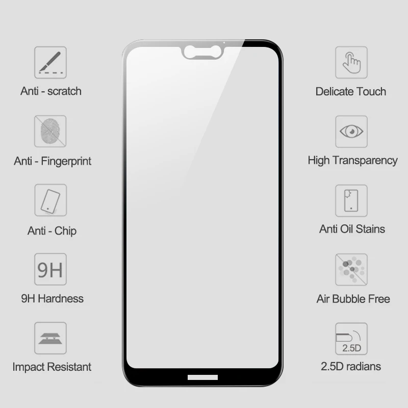 2.5D Full Cover Tempered Glass for Huawei P20 Lite Screen Protector Phone Film | Мобильные телефоны и аксессуары