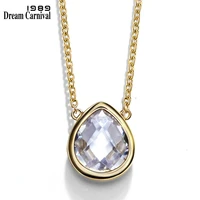 dreamcarnival 1989 teardrop cz pendant necklace for women casual party jewels factory direct gold color collier bijoux sn05197