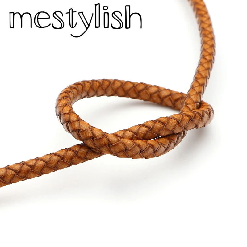 Mestylish 6 мм из натуральной кожи в стиле ретро шнур Круглый Веревка Fit Кожаные браслеты и DIY ювелирные изделия ручной работы, аксессуары