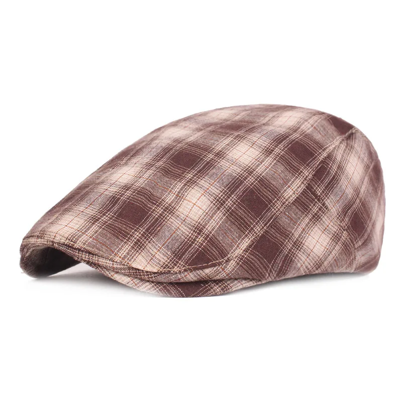 Fashion Summer Sun Hats For Men Women Casual Plaid Cotton Beret Caps Gorras Planas Boinas Check Flat Cap Adjustable Male Berets