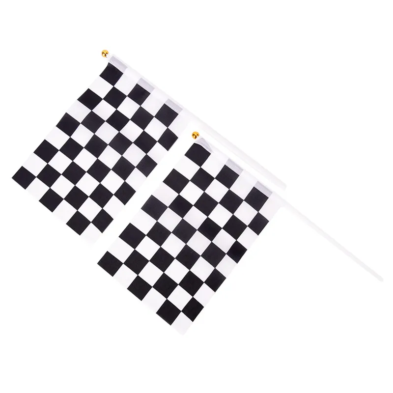 High Quality And Inexpensive 5 Pcs/Lot Black and White Chequered F1 Racing Flag Checkered Flag Hand Signal Flags