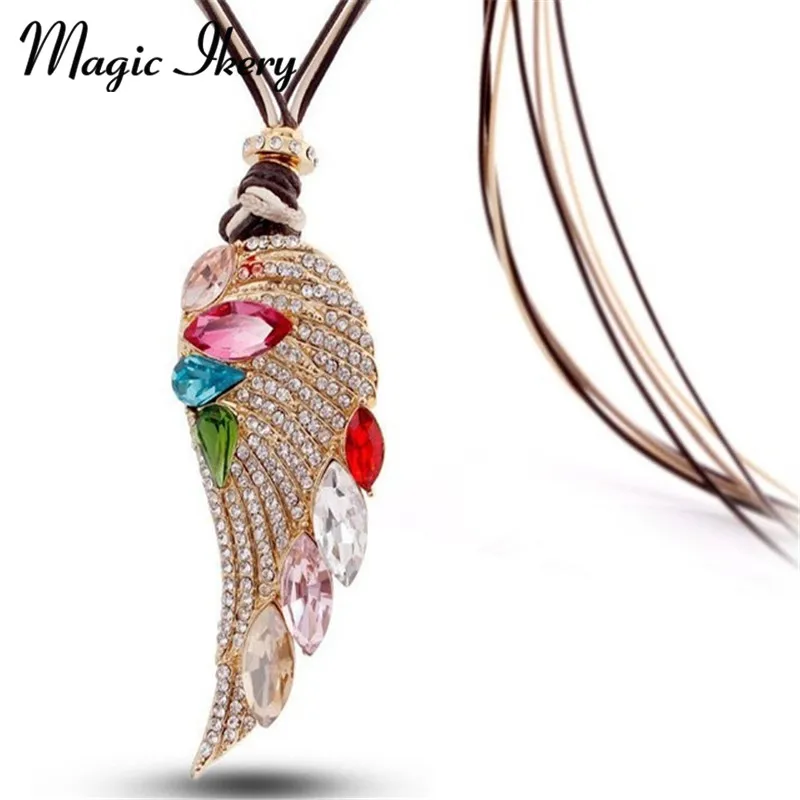 Женское длинное ожерелье Magic Ikery цвета розового золота 2017 пробы с кристаллами и