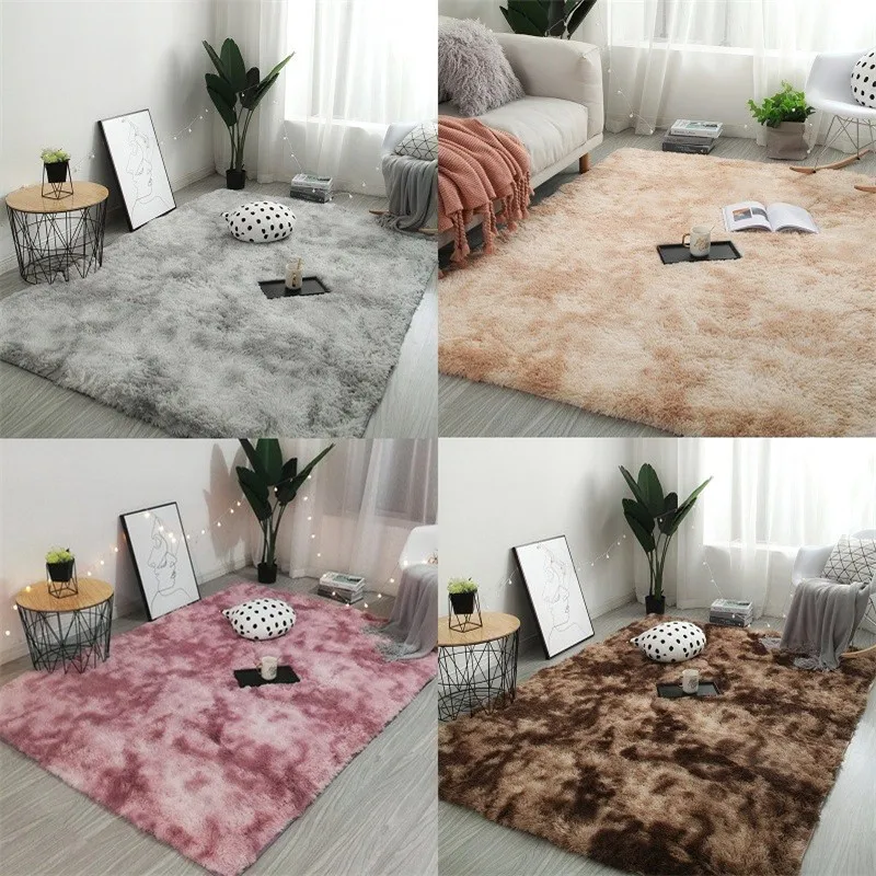 

Mottled tie dyed gradient carpet net red living room long hair washable blanket encryption thickening mat soft comfortable rug