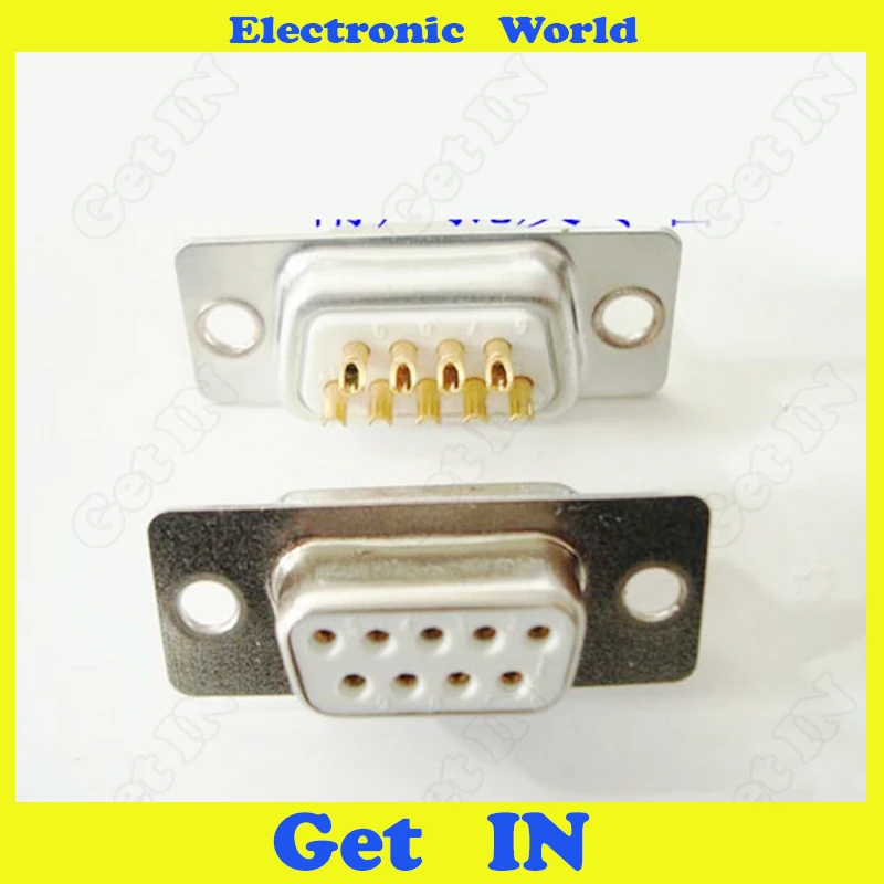 5pcs 3U Gold Plated D-sub Connector DB9 Pin Female In-line Metal Housiing Plug RS232 9 Core Solid Jack | Обустройство дома