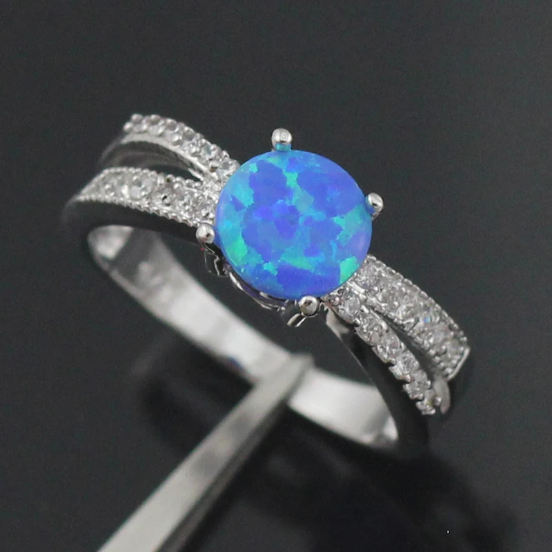 Женские кольца HAIMIS круглые с инкрустацией в виде четырех когтей 8 мм Синий