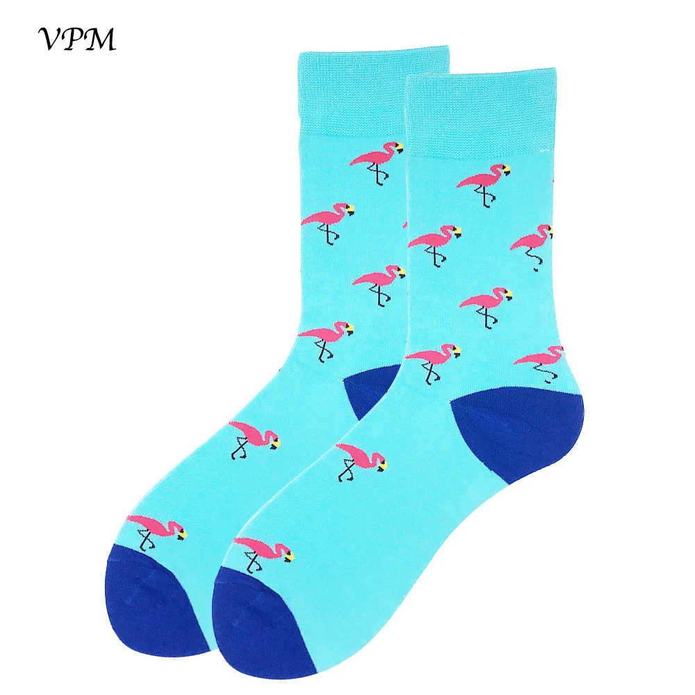 VPM модные чесаный хлопок Мужские носки красочные забавные Фламинго Harajuku бизнес