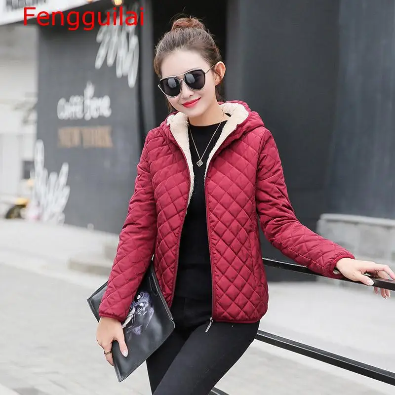 

Women Jacket 2020 Autumn Winter Women Clothing Hooded Fleece Jacket Long Sleeve Female Coats Short Zipper Casual Outerwear