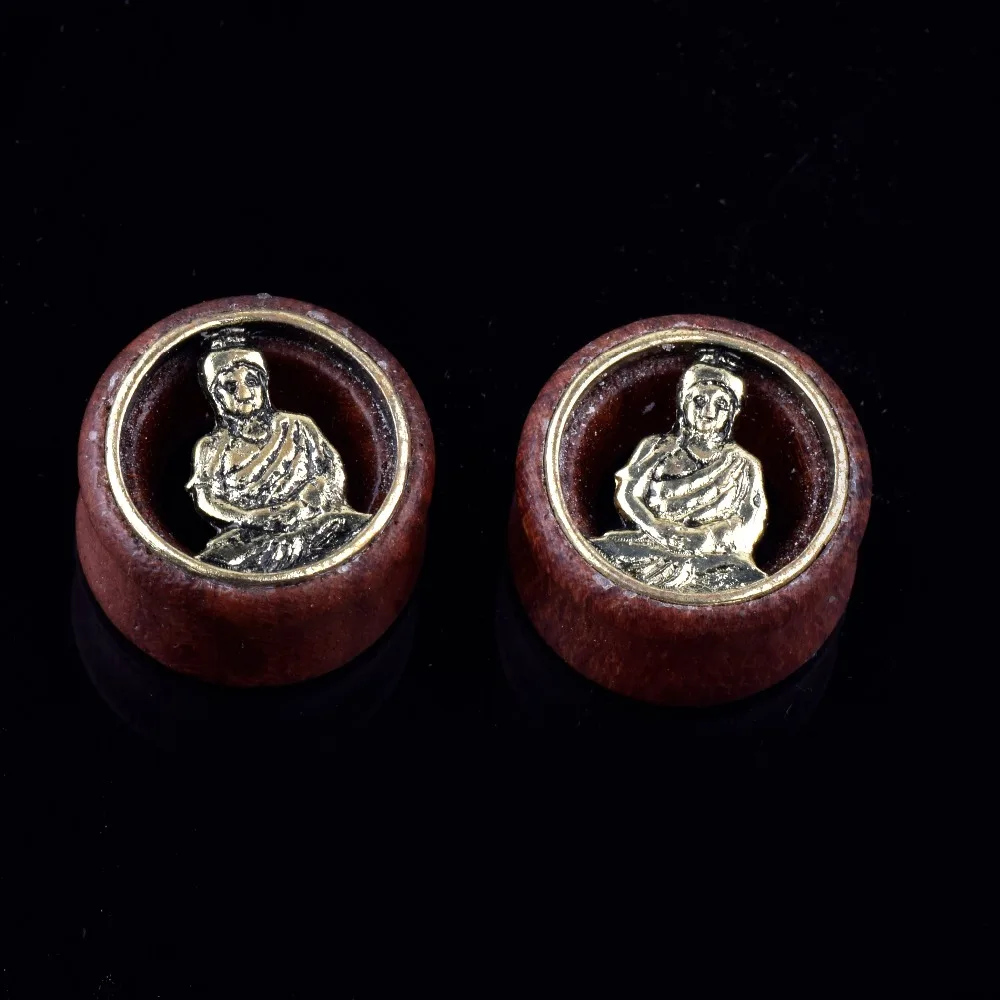 1 пара 00g 3/4 &quotPlus латунные туннели с двумя расклешенными ушками Будды заглушки для