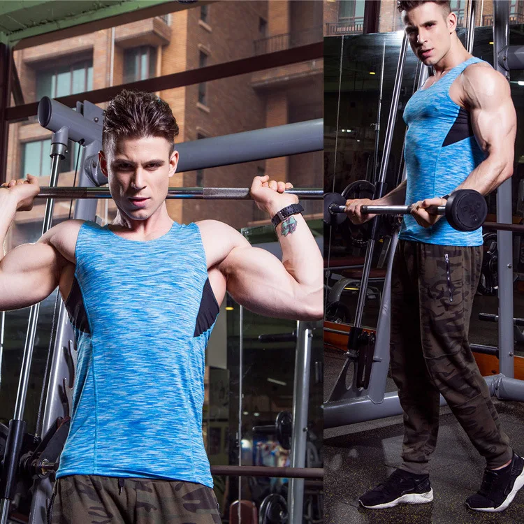 Men Compression Sweatshirts Stretch Quickly Dry Tights Sleeveless T-shirts Tank Top Running Jogging Fitness Gym Athletic Vest | Спорт и