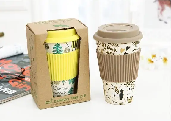 40 шт./лот Экологичная кофейная чашка из бамбукового волокна с многоразовой