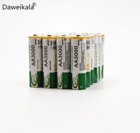 Daweikala, 20 шт., новинка, батарея AA, 3000 мА/ч, перезаряжаемая батарея Ni-MH 1,2 в AA, батарея 3000 мА/ч для часов, мышей, компьютеров, игрушек