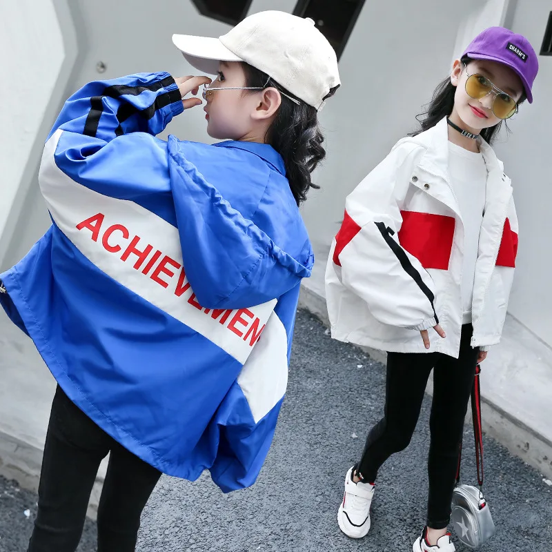 Spring 2019 Children Coat for Girl Windproof Hoooded Jackets Teenage School Girls Climbing Clothes Loose Mountaineering Coats | Детская