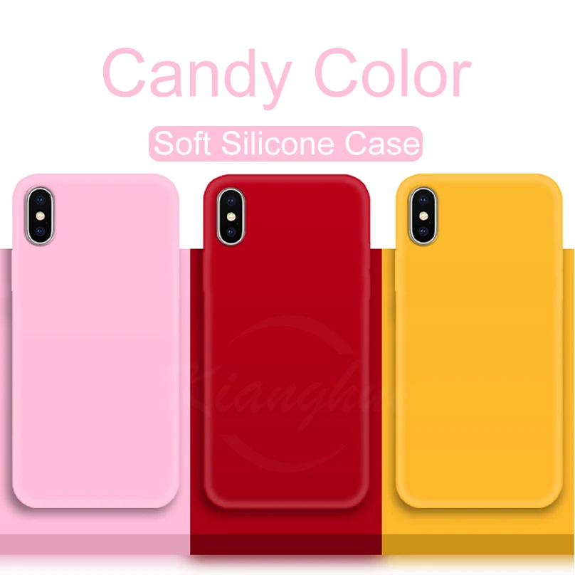 Ультра тонкий силикон чехол для телефона iPhone XS MAX X XR Мягкие TPU Твердые Карамельный