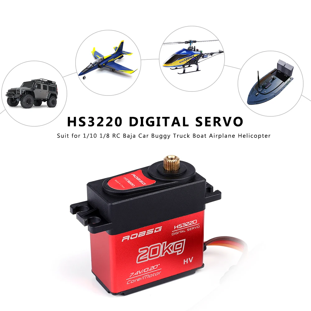 2019 HS3220 Metal Gear Digital Servo High Torque 20kg Waterproof for 1/10 1/8 RC Baja Car Truck Boat Airplane Helicopter | Игрушки и