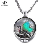royalbeier 10pcslot dragon patterns diffuser aromatherapy locket aromatherapy essential oil with 4 pads women jewelry wholesale