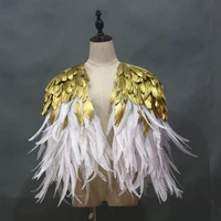 customized women and men fashion dance party carnival cosplay costumes gold sexy cosplay shoulder feather costume