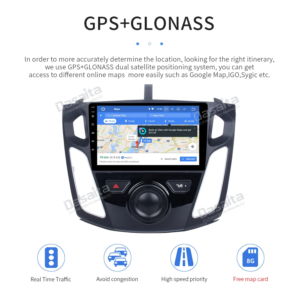 Автомагнитола для Ford Focus 2012 2013 2014 2015 Android 8 0 радио IPS экран Wi Fi RDS навигация