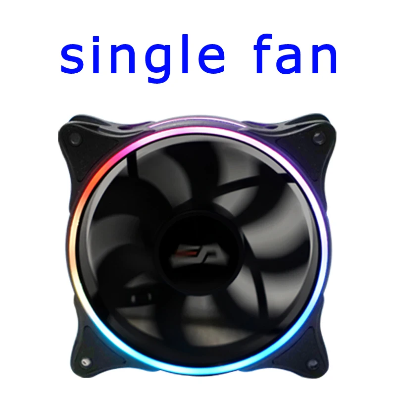 single fan Aigo MR12 120 мм rgb чехол Вентилятор охлаждения кулер Синхронизация с ASUS беспроводной контроллер ПК Вентилятор охлаждения двойное кольцо бесшумный пульт дистанционного управления - Цвет лезвия: single fan