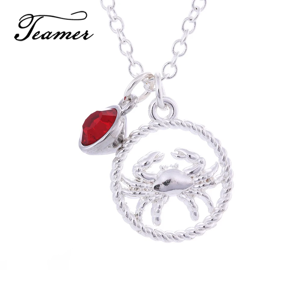 Teamer Twelve Constellations Pendant Necklace for Women Girl Birthstones Zodiac Signs Jewelry Chokers Astrology Gifts|Ожерелья с