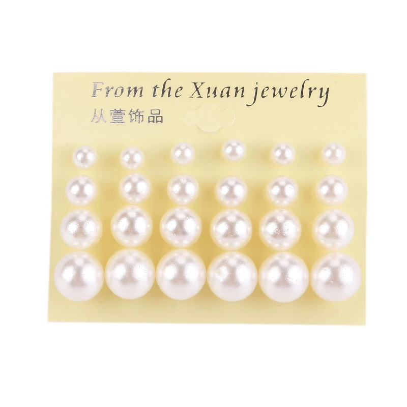 12 пар/компл. Дешевые Белый Серьги с жемчугом Jewelry маленькие круглые серьги из