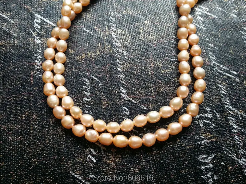 

7*8MM 94Pcs=2Stands 100% Pink Natural Freshwater Loose Pearl Jewelry Beads