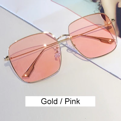 Gold - Pink Ralferty, классические квадратные солнцезащитные очки для женщин,, негабаритные солнцезащитные очки с защитой от уф400 лучей, женские солнцезащитные очки oculos de sol feminino M6237 - Цвет линз: Gold - Pink