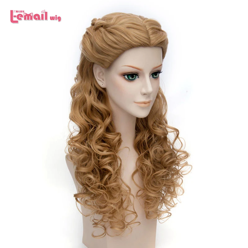 

L-email wig Brand Hot Sale Women Princess Cosplay Wigs Long Curly Braid Hair Heat Resistant Synthetic Hair Perucas Cosplay Wig