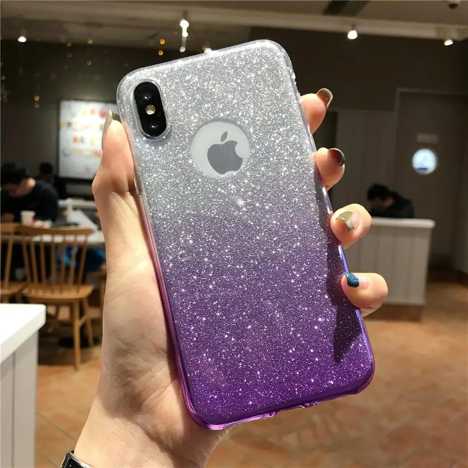 Блестящая текстура градиентный чехол для iphone X блестящий XR XS MAX 6s 7 8 Plus Huawei P20 Lite P30