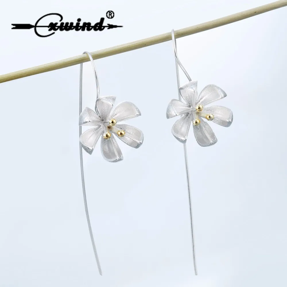 Cxwind New Petel Bud Flower Drop Long Earrings For Women Ear Hook Earring Wedding Statement Jewelry Gift Wholesale Bijoux | Украшения и