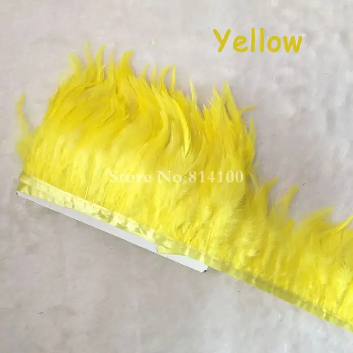 yellow 10 ярдов/партия; сделаны из Натурального Коричневого курица петух с перьями из хвоста петуха бахрома отделка из перьев для украшения для одежды - Цвет: yellow