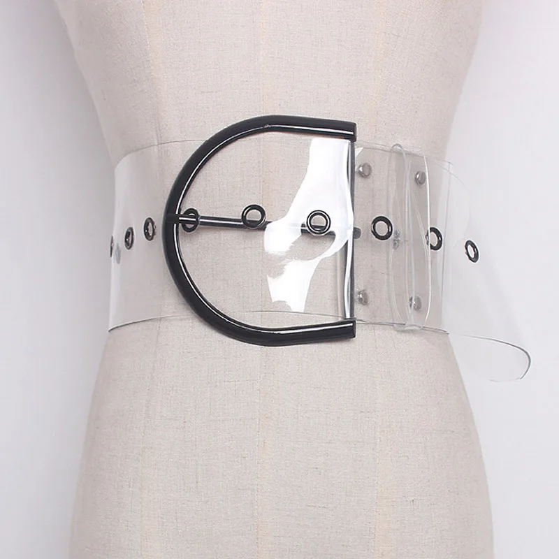 OXANT Transparent Female Hollow Out Metal Ring High Waist Wide Belts 2019 Summer Womens Fashion Harajuku Clothing | Аксессуары для