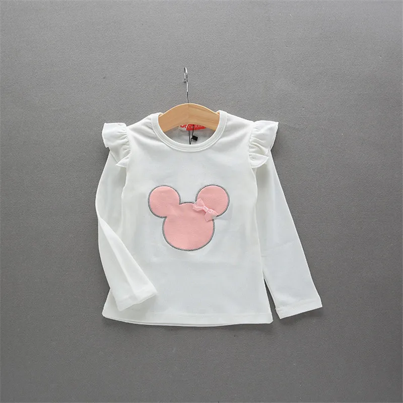 Осень 2017 г. модная детская одежда футболка для маленьких девочек весна с длинными