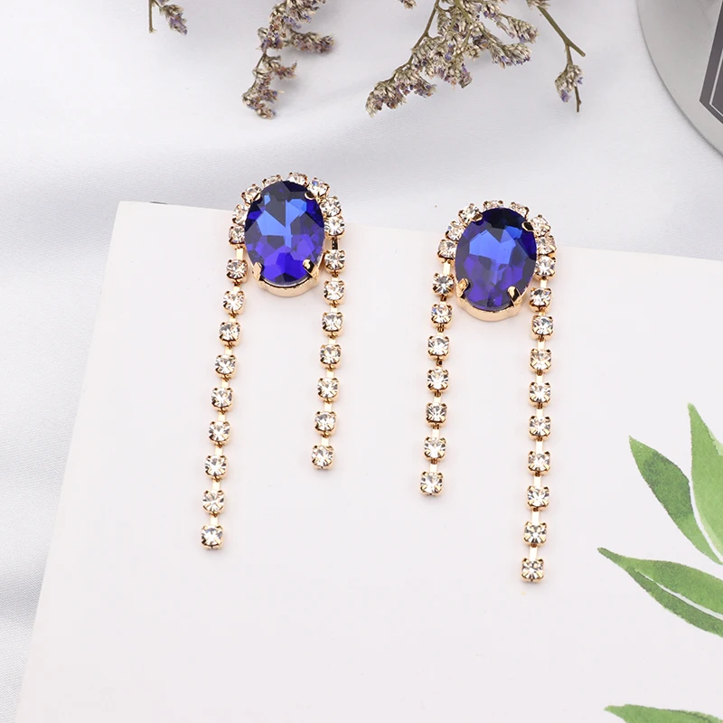 MENGJIQIAO 2019 Korean Asymmetric Luxury Crystal Tassel Drop Earrings For Women Rhinestone Party Elegant Pendientes Jewelry Gift | Украшения