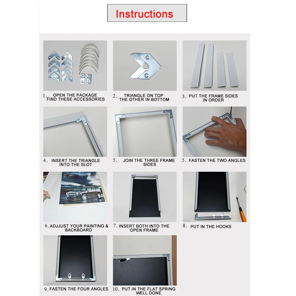 Customize DIY Modern Aluminum Alloy Frames with Any Size For Canvas Painting Vintage Kraft Posters Classic Wall Stickers | Дом и сад
