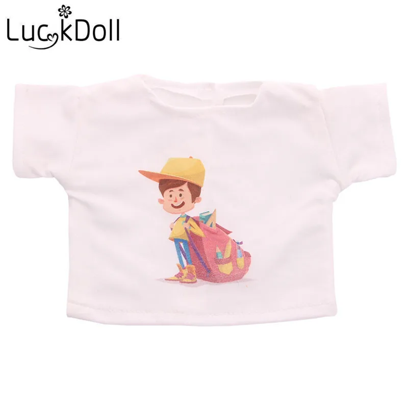 LUCKDOLL хлопковая Футболка Подходит для 18-дюймовой американской куклы Логан